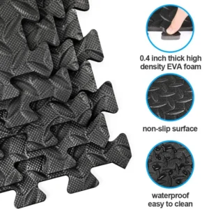 EVA Interlocking Puzzle Fitness Mat – 16-Piece Gym Floor Mat Set